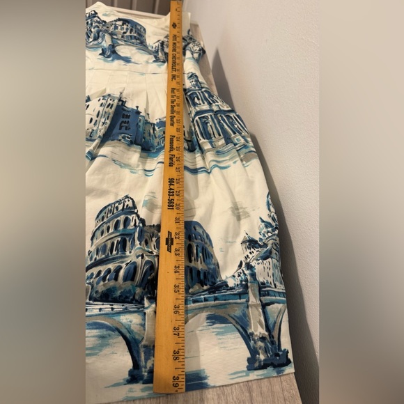 Talbots SCENIC ROME FIT & FLARE DRESS Art To Wear Architecture Preppy Size 4 - Picture 5 of 9